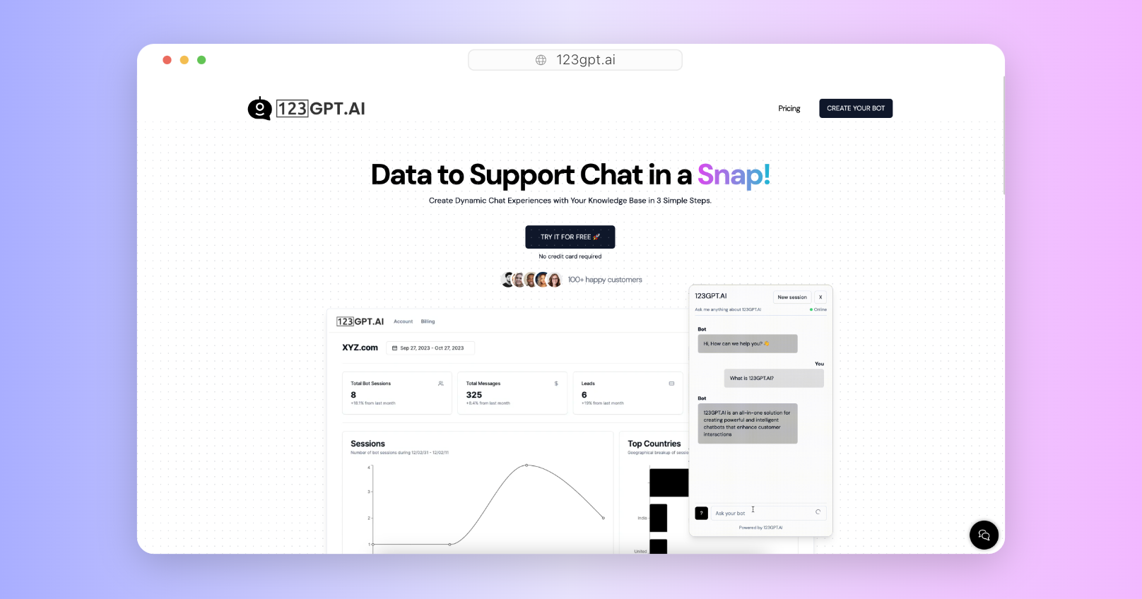 123GPT.AI - Automated Customer Support with AI | Chatbot trained on your Data | GPT Powered AI Support